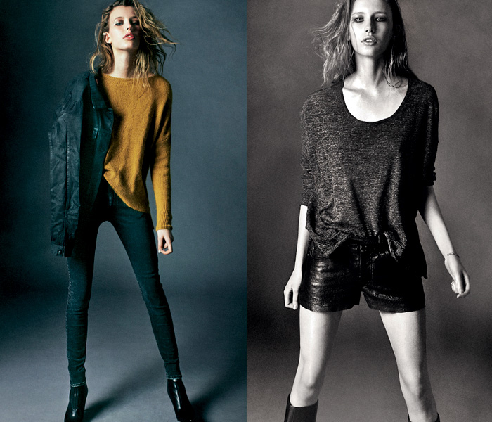 (04a) Womens Jumper Saith & Jeans Kelly - (04b) Womens Shorts Sandy Leather - Tiger of Sweden / Jeans 2013-2014 Fall Winter Lookbook: Designer Denim Jeans Fashion: Season Collections, Runways, Lookbooks and Linesheets