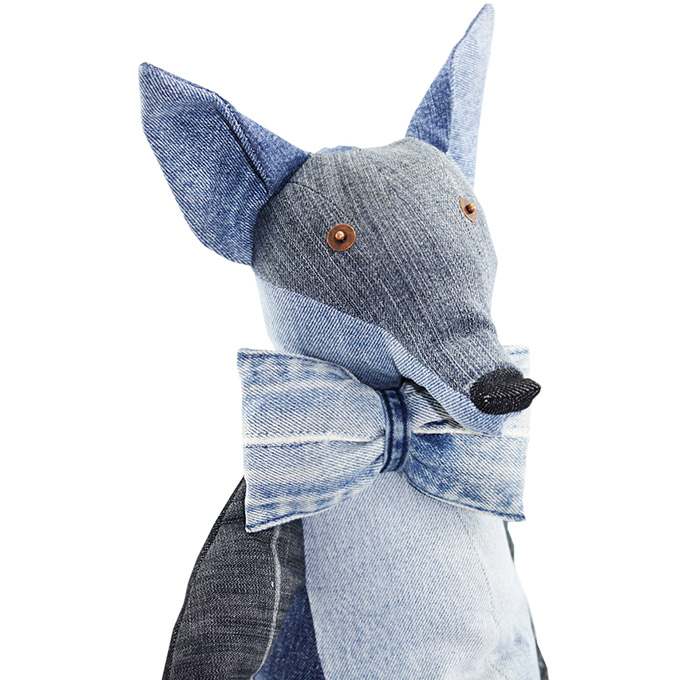 Maison Indigo Stuffed Animals Fox - Recycled Denim Jeans Plush Toys Childrens Kids Cuddle Accessories Home Decor - The Netherlands Animaux de Nimes Collection - Made in Denim Finds Fashion Style