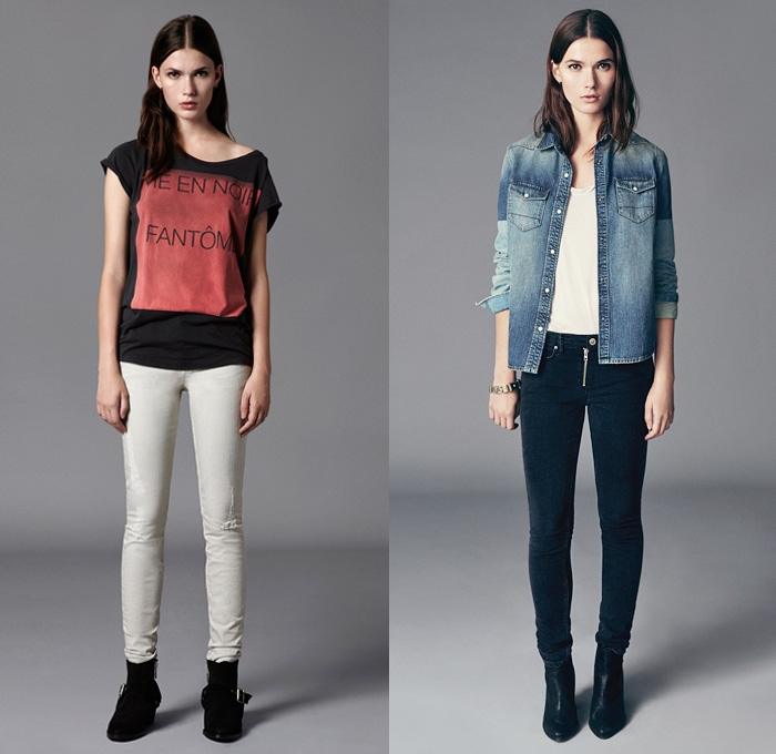 (2a) Cirrus Ashby Stretch Grey Denim Jeans - (2b) Kay Multi-Panel Fitted Denim Shirt - AllSaints 2013 Fall September Womens Lookbook Picks - Autumn Fashion Collection: Designer Denim Jeans Fashion: Season Collections, Runways, Lookbooks and Linesheets