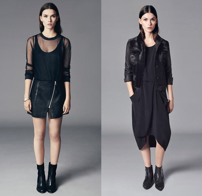 (4a) Merrillion Double Layered Crew Neck Mesh Jumper - (4b) Pony Whitting Cropped Leather Jacket - Zoe Dress - AllSaints 2013 Fall September Womens Lookbook Picks - Autumn Fashion Collection: Designer Denim Jeans Fashion: Season Collections, Runways, Lookbooks and Linesheets