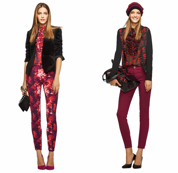 L’Wren Scott for Banana Republic 2013 Holiday Collection - 2013-2014 Fall Winter Womens - Ornamental Printed Jeans Metallic Sequins Embellishments Adorned Loungewear Pantsuit Blazer Cardigan Knit Flowers Florals: Designer Denim Jeans Fashion: Season Collections, Runways, Lookbooks and Linesheets