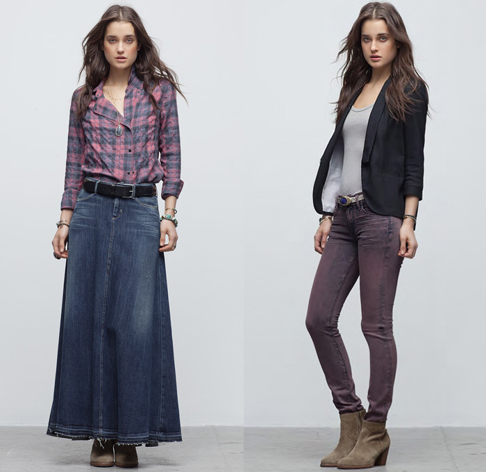 (1a) Anja Denim Skirt in Dizzy - (1b) Avedon Grunge Style Wash Jeans in Cherry - Citizens of Humanity 2013 Fall Autumn Womens Lookbook Picks: Designer Denim Jeans Fashion: Season Collections, Runways, Lookbooks and Linesheets