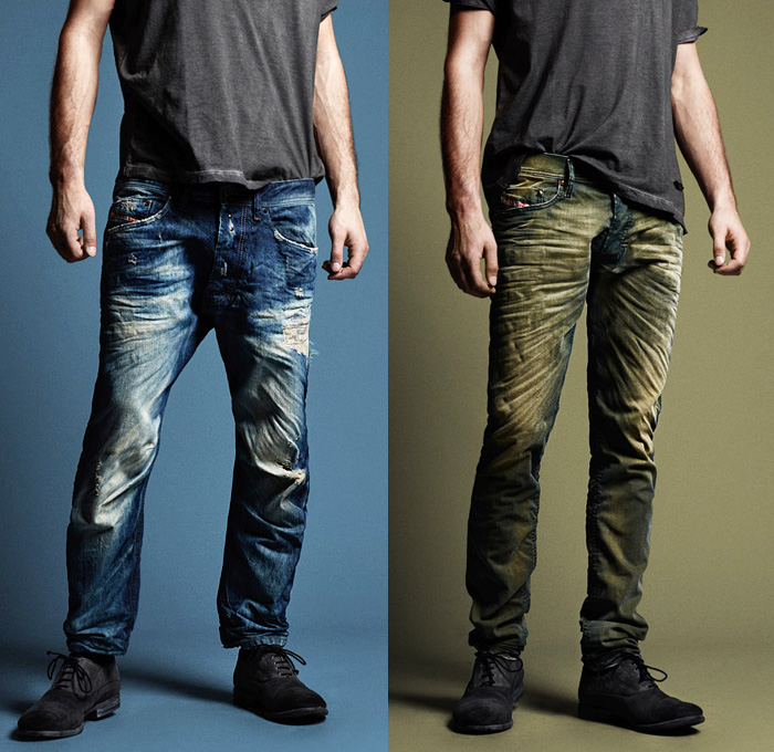 (08a) Narrot Colour Mutation Denim Jeans Fit, Wash & Style - (08b) Tepphar Colour Mutation Denim Jeans Fit, Wash & Style - Diesel 2013-2014 Fall Winter Preview Mens Collection: Designer Denim Jeans Fashion: Season Collections, Runways, Lookbooks and Linesheets