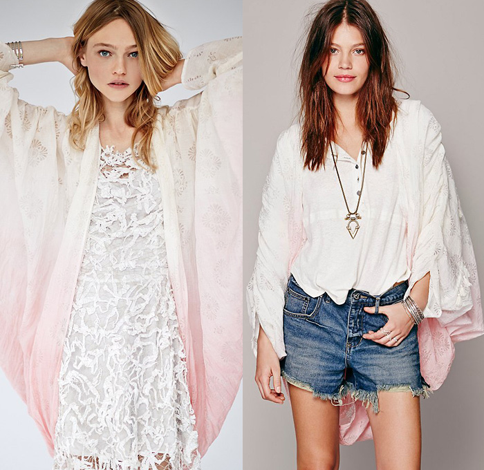 (9) Ombre Dip Slouchy Fit Long Cape - Free People 2014 January Womens Catalog Sneak Peek - 2014 Winter Resort Transition Fashion Collection - Skinny Flare Denim Jeans Shorts Lace Maxi Dress Flowers Floral Bomber Jacket Fringes Crop Top Midriff Bralette Crochet Vest Ombre Cape One Piece Jumpsuit