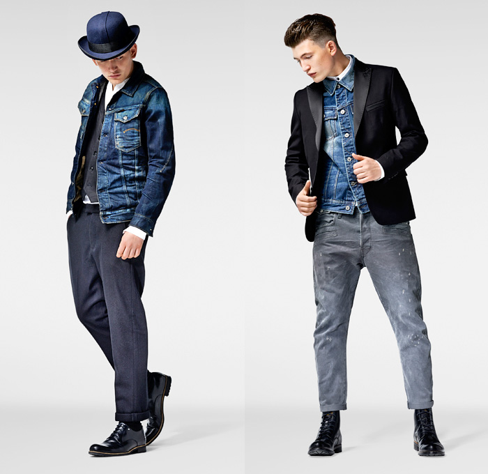 (02a) ARC Slim 3D Jacket - Midnight Tuxedo Waistcoat - Midnight Pant - (02b) Midnight Blazer Slim - Tailor Jacket - Davin 3D Loose Denim Jeans - G-Star RAW 2013-2014 Winter Mens Lookbook: Designer Denim Jeans Fashion: Season Collections, Runways, Lookbooks and Linesheets