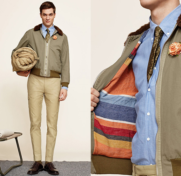 (3a-3b) Rum Runner Bomber Jacket - (3a) Smart Cargo Pants - GANT Rugger 2013 Pre Fall Mens Lookbook: Designer Denim Jeans Fashion: Season Collections, Runways, Lookbooks and Linesheets