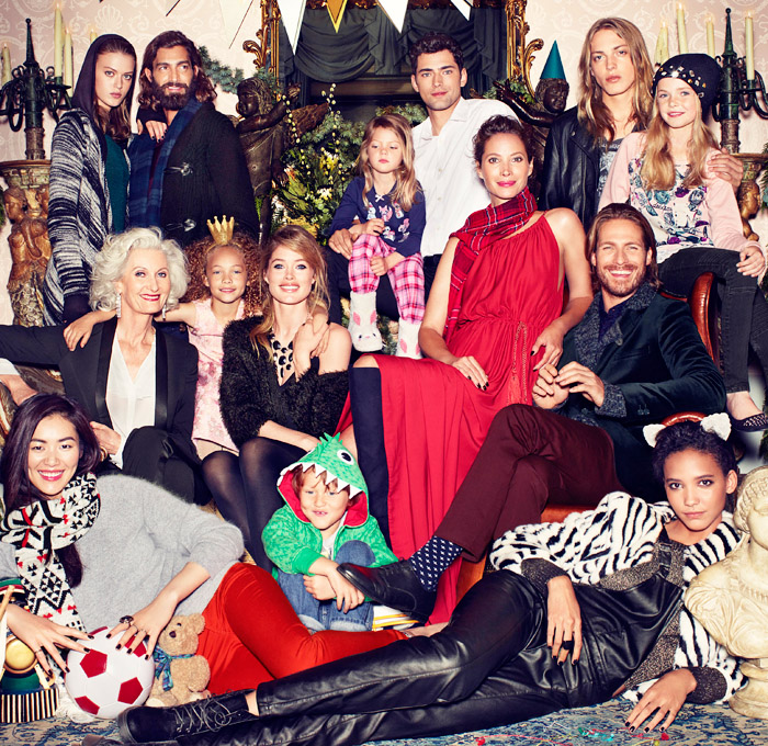 H&M 2013-2014 Holiday Campaign - Red Colored Jeans Sweater Knitwear Dress Blazer Leather Skinny Sheer Chiffon Peek-A-Boo: Designer Denim Jeans Fashion: Season Collections, Runways, Lookbooks and Linesheets