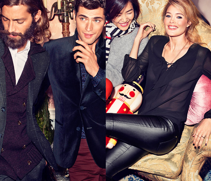 H&M 2013-2014 Holiday Campaign - Red Colored Jeans Sweater Knitwear Dress Blazer Leather Skinny Sheer Chiffon Peek-A-Boo: Designer Denim Jeans Fashion: Season Collections, Runways, Lookbooks and Linesheets