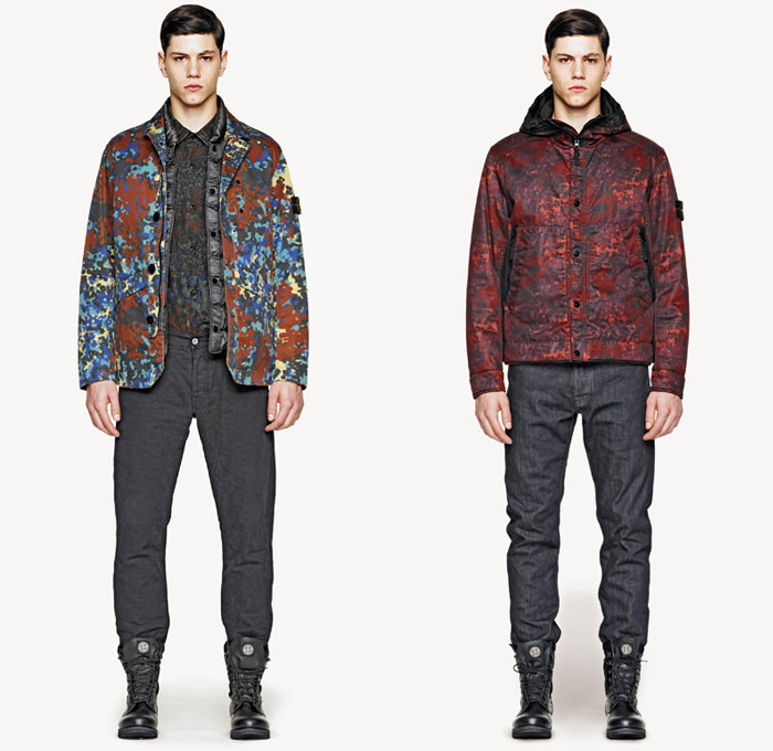 Stone Island 2013-2014 Fall Winter Mens Lookbook Collection - Outerwear Coats Hooded Down Field Jackets Parkas Reflective Camouflage Military Thermo Denim Jeans: Designer Denim Jeans Fashion: Season Collections, Runways, Lookbooks and Linesheets