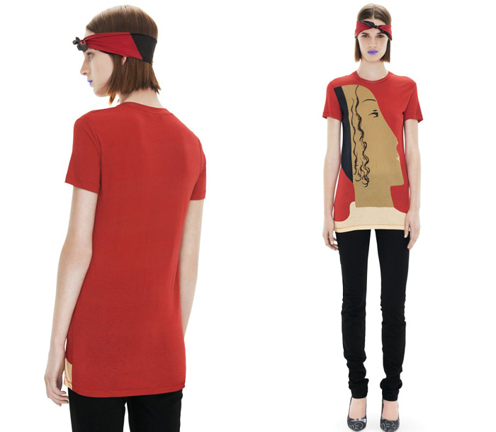 (2) Bliss Red Head Short Sleeved Print Jersey Shirt - Acne 2013 Summer Womens Capsule Collection: Designer Denim Jeans Fashion: Season Collections, Runways, Lookbooks and Linesheets