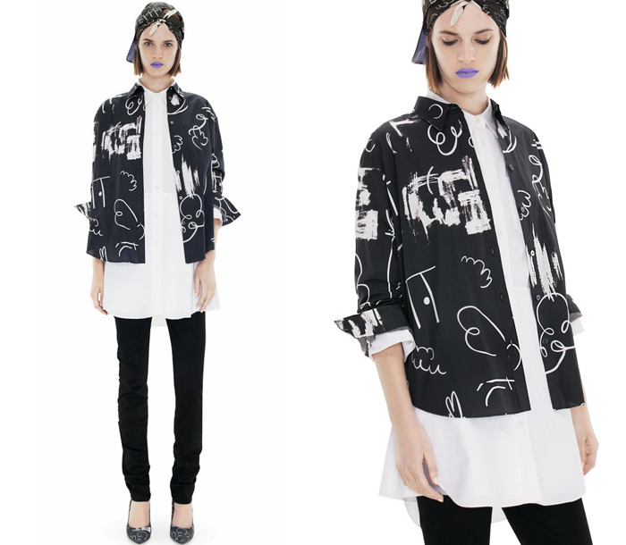 (6) Shining Chalk Print Long Sleeved Blouse - Acne 2013 Summer Womens Capsule Collection: Designer Denim Jeans Fashion: Season Collections, Runways, Lookbooks and Linesheets