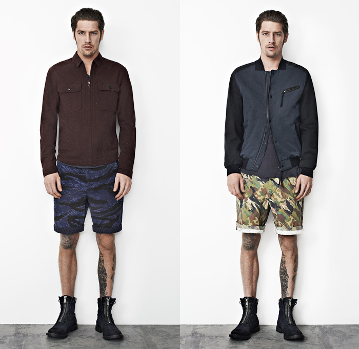 (3a) Sayo Shorts Camouflage Leopard Print - (3b) Sugato Camouflage Patchwork Shorts - AllSaints 2013 Spring May Mens Lookbook: Designer Denim Jeans Fashion: Season Collections, Runways, Lookbooks and Linesheets
