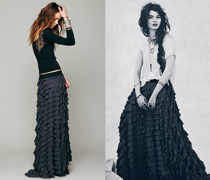 (9) FP X Lydia All Over Tiered Ruffle Maxi Skirt - Free People 2013 April Catalog Top Picks: Designer Denim Jeans Fashion: Season Collections, Runways, Lookbooks, Linesheets & Ad Campaigns