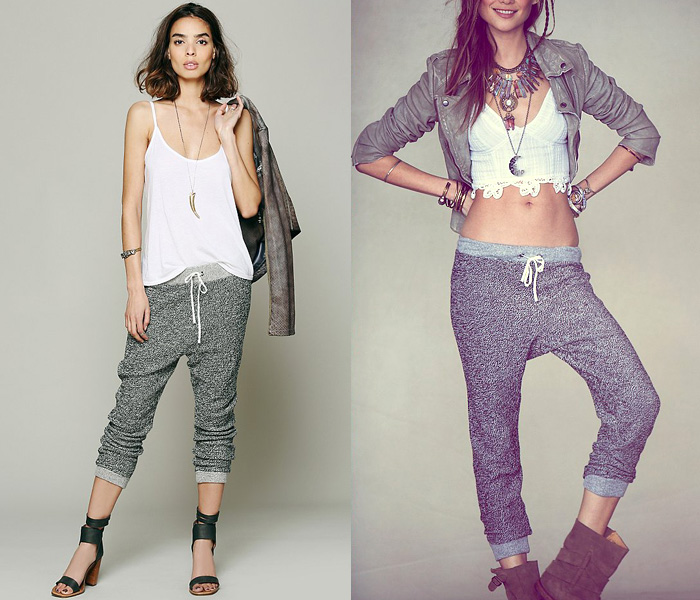 (8) Arda Pant Heathered Slouchy Lounge Fit with Drawstring Waist - Free People 2013 June Catalog Top Picks: Designer Denim Jeans Fashion: Season Collections, Runways, Lookbooks, Linesheets & Ad Campaigns