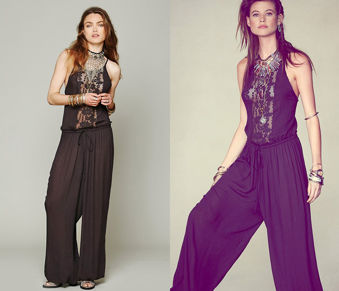 (12) Cool Breeze Romper Loose Flowy One Piece Playsuit with Sheer Battenburg Lace - Free People 2013 June Catalog Top Picks: Designer Denim Jeans Fashion: Season Collections, Runways, Lookbooks, Linesheets & Ad Campaigns