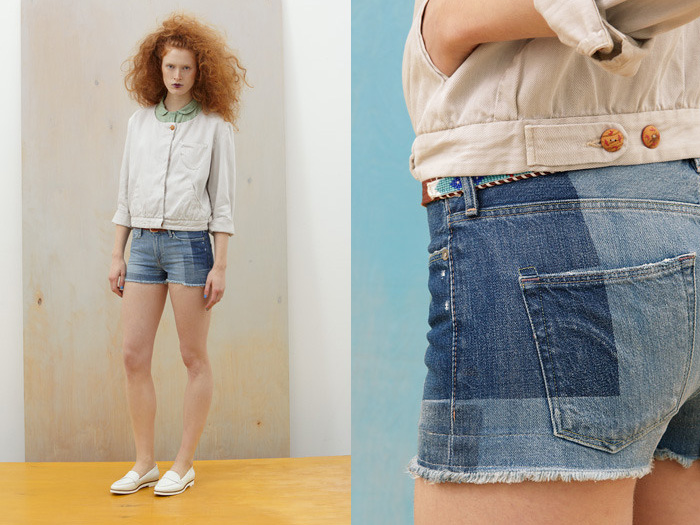 (4) Empire Cut Off Patchwork Shorts in This Time Design - Levi’s Made & Crafted 2013 Spring Summer Womens Looks: Designer Denim Jeans Fashion: Season Collections, Runways, Lookbooks and Linesheets