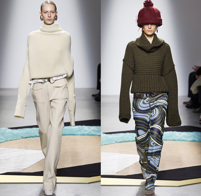 Acne Studios 2014-2015 Fall Autumn Winter Womens Runway Looks - Paris Fashion Week Mode à Paris Prêt à Porter Défilés - Cargo Pockets Wide Leg Palazzo Pants Square Wrap Shawl Swirls Waves Print Motif Jungle Animal Leopard Blouse Trucker Shirt Chunky Knit Sweater Jumper Funnel Neck Leather Vest Waistcoat Alligator Crocodile Reptile Futuristic Metal Ring Zebra Parka Anorak Rainwear Rain Coat Gauchos Culottes Drawstring Oversized Hat Shirtdress Backpack Skirt Frock Sweaterdress Jumperdress