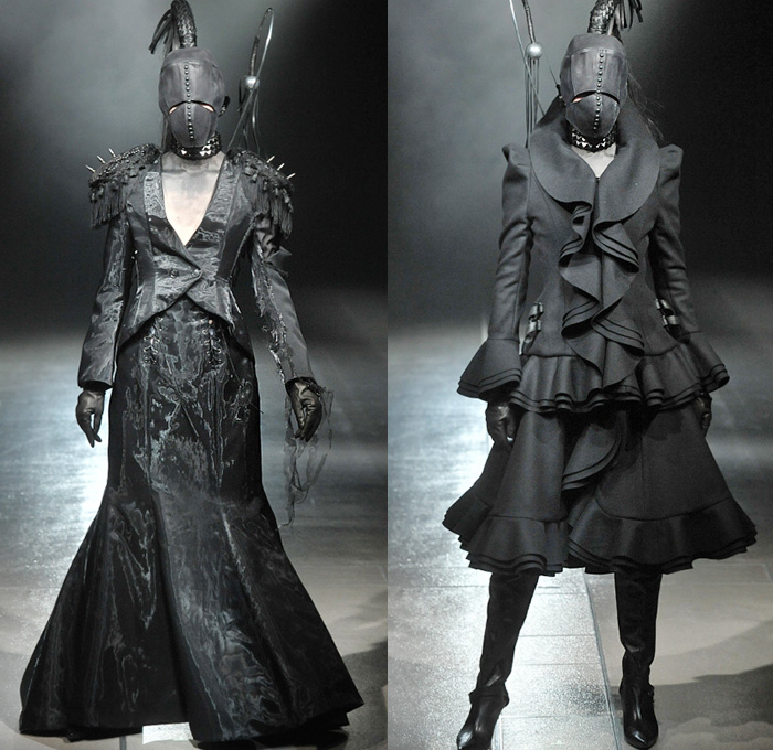 alice auaa by Yasutaka Funakoshi 2014-2015 Fall Autumn Winter Womens Runway Looks - Mercedes-Benz Fashion Week Tokyo Japan Catwalk Fashion Show - S&M Leather Jacket Coat Boots Tassels Waistband Belt Blazerdress Studs Metallic Mask Whip Zippers Coatdress Straps Gloves Spikes Skirt Frock Dress Ruffles Asymmetrical One Shoulder Tutu Net Tulle Sheer Chiffon Peek-a-Boo Mesh Funnelneck Furry Bra Bralette Hoodie 