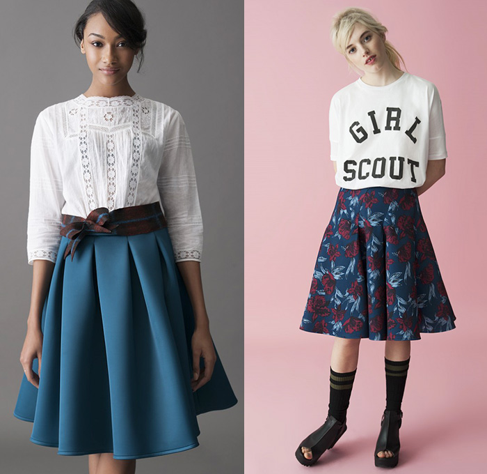 (04a) Lace Insert Top - Premium Midi Skirt - (04b) Rose Print Midi Skirt - ASOS 2014-2015 Fall Autumn Winter Womens Lookbook Collection - Denim Jeans Patchwork Crop Top Midriff Jeggings Leggings Knit Cap Beanie Checks Knit Sweater Jumper Plaid Outerwear Coat Hanging Sleeve Shorts Culottes Gauchos Wide Leg Circle Poodle Skirt Pleats Lace Blouse Roses Flowers Florals Furry Peek-A-Boo Sheer Chiffon Skirt Frock Turtleneck Embroidery Ornamental Print Decorative Art Pantsuit Print Motif Cape Cloak Skater Maxi Dress Blazer