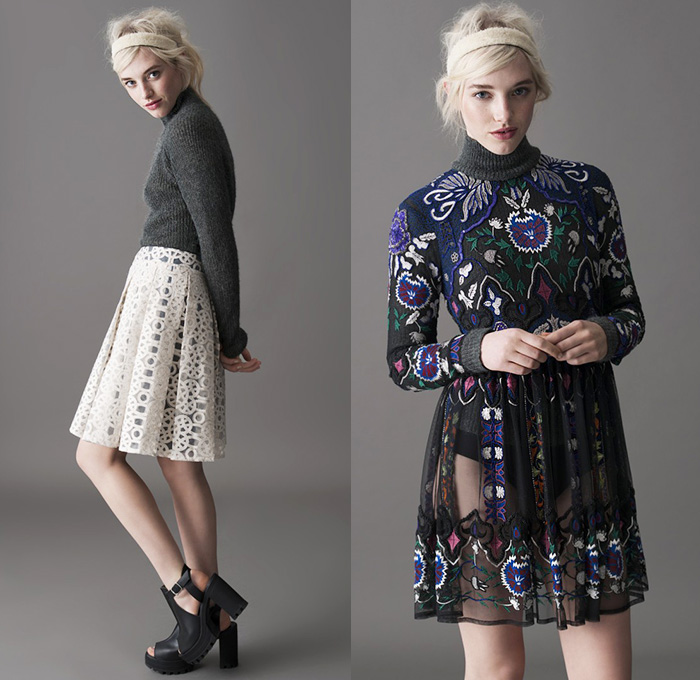 (06a) Premium Embroidered Midi Skirt - (06b) Premium Embroidered Skater Dress - ASOS 2014-2015 Fall Autumn Winter Womens Lookbook Collection - Denim Jeans Patchwork Crop Top Midriff Jeggings Leggings Knit Cap Beanie Checks Knit Sweater Jumper Plaid Outerwear Coat Hanging Sleeve Shorts Culottes Gauchos Wide Leg Circle Poodle Skirt Pleats Lace Blouse Roses Flowers Florals Furry Peek-A-Boo Sheer Chiffon Skirt Frock Turtleneck Embroidery Ornamental Print Decorative Art Pantsuit Print Motif Cape Cloak Skater Maxi Dress Blazer