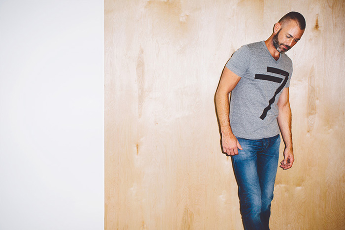 Baldwin Denim 2014-2015 Fall Autumn Winter Mens Lookbook Collection - Dark Wash Denim Jeans Dark Indigo Sweater Jumper Shawl Collar Multi-Panel Outerwear Jacket Sporty Jogging Sweatpants Knit Chunky Knit Bomber Varsity Jacket Hoodie Sweatshirt Pants Trousers Checks - Kansas City