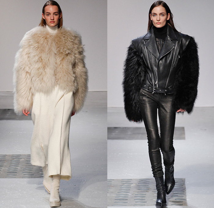 Barbara Bui 2014-2015 Fall Autumn Winter Womens Runway Looks - Paris Fashion Week Mode à Paris Prêt à Porter Défilés - Turtleneck Chunky Knit Weave Sweater Poncho Cape Outerwear Coat Fossils Skeletons Prehistoric Leather Gothic Metallic Studs Motorcycle Biker Furry Palazzo Pants Culottes Gauchos Oversized Reptile Python Snake Bomber Jacket Crop Top Midriff Sheer Chiffon Peekaboo Pantsuit Jacketdress Suitdress