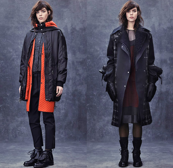 Belstaff 2014-2015 Fall Autumn Winter Womens Lookbook Presentation - London Fashion Week Catwalk England British UK - Motorcycle Biker Rider Outerwear Trench Coat Poncho Rainwear Cargo Pockets Utility Multi-Panel Waffle Quilted Gloves Mittens Wool Parka Straps Checks Leather Pleated Accordion Handkerchief Hem Shearling