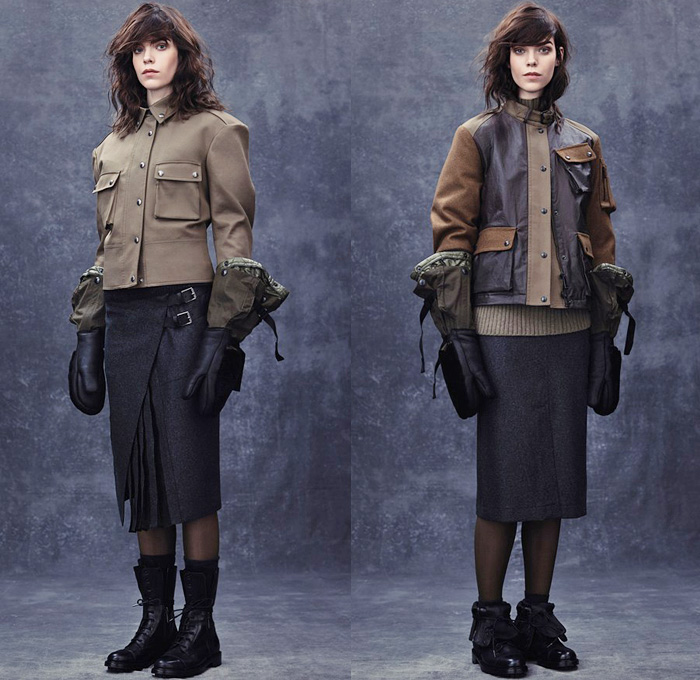 Belstaff 2014-2015 Fall Autumn Winter Womens Lookbook Presentation - London Fashion Week Catwalk England British UK - Motorcycle Biker Rider Outerwear Trench Coat Poncho Rainwear Cargo Pockets Utility Multi-Panel Waffle Quilted Gloves Mittens Wool Parka Straps Checks Leather Pleated Accordion Handkerchief Hem Shearling