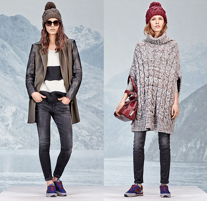 BOSS Orange 2014-2015 Fall Autumn Winter Womens Lookbook Collection - HUGO BOSS Germany Denim Jeans Outerwear Trench Coat Plaid Necktie Embossed Engraved Knit Cap Beanie Leopard Animal Spots Safari Jungle Flowers Florals Botanical Print Graphic Skinny Leather Multi-Panel Knit Chunky Knit Sweater Jumper Hanging Sleeve Sneakers Trainers Skirt Miniskirt Frock Velvet Jogging Sweatpants Cargo Pockets Dress