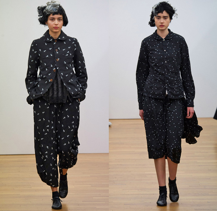 Comme des Garçons Comme des Garçons 2014-2015 Fall Autumn Winter Womens Runway Looks - Paris Fashion Week Mode à Paris Prêt à Porter Défilés - Checks Ribbon Pleated Skirt Outerwear Coat Blazer Coat Culottes Gauchos Plaid Oversized Capecoat Peacoat Trench Coat Topcoat Cape Cloak Mantle Zipper Asymmetrical Hoodie Skirt Frock Dress Pinstripe