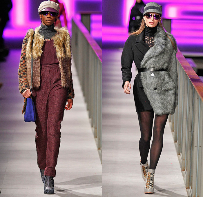 Custo Barcelona 2014-2015 Fall Autumn Winter Womens Runway Looks Fashion - 080 Barcelona Fashion Week - Furry Stripes Camouflage Outerwear Coat Vest Waistcoat Dress Skirt Frock Sheer Chiffon Mesh Lace Peekaboo Blouse Wool Leggings Prints Ornamental Embellished Embroidery Multi-Panel Half n Half Abstract Geometric Flowers Florals Fringes Tunic