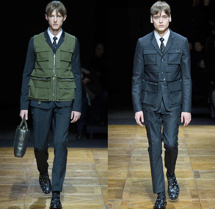 Dior Homme 2014-2015 Fall Autumn Winter Mens Runway Looks Fashion - Paris Fashion Week Mode à Paris Masculine Défilés - Denim Jeans Nautical Trench Coat Overcoat Topcoat Oversized Outerwear Parka Pinstripes Multi-Panel Suit Blazer Polka Dots Field Aviator Bomber Jacket Sweater Jumper Vest Waistcoat Cargo Pockets Flowers Florals Squiggle Rose Bud