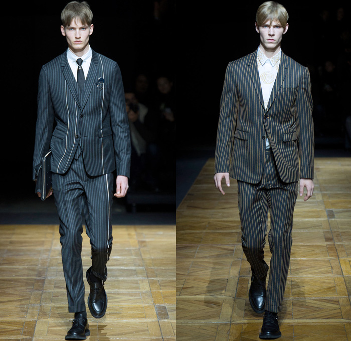 Dior Homme 2014-2015 Fall Autumn Winter Mens Runway Looks Fashion - Paris Fashion Week Mode à Paris Masculine Défilés - Denim Jeans Nautical Trench Coat Overcoat Topcoat Oversized Outerwear Parka Pinstripes Multi-Panel Suit Blazer Polka Dots Field Aviator Bomber Jacket Sweater Jumper Vest Waistcoat Cargo Pockets Flowers Florals Squiggle Rose Bud