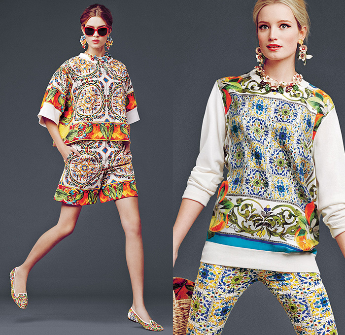 Dolce & Gabbana 2014-2015 Fall Autumn Winter Womens Lookbook Collection - Baroque Print Motif Flowers Florals Botanical Sweater Jumper Jacquard Brocade Embossed Engraved Keys Skirt Frock Embroidery Tights Leggings Gloves Tunic Dress Laser Cut Perforated 3D Cutout Lace Leather Pleats Peter Pan Collar Turtleneck Knit Ribbon Pantsuit Blazer Tuxedo Tweed Wool Silk Bouclé Furry Coat Outerwear Mesh Gown Drapery