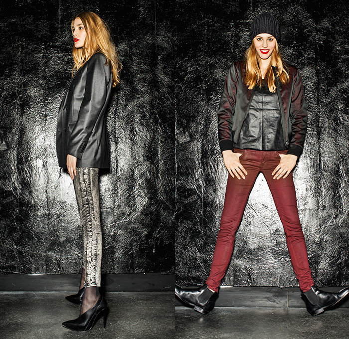 DRYKORN Germany 2014-2015 Fall Autumn Winter Womens Lookbook Collection - Denim Jeans Outerwear Blazer Velvet Gloves Shirt Leather Skinny Zipper Turtleneck Knit Sweater Jumper Motorcycle Biker Rider Pants Trousers Plaid Rocker Rock n Roll Pantsuit Bomber Jacket Sleek Cardigan Pinstripes Wool Peacoat Tuxedo Cocktail Smoking Jacket Drawstring Jogging Sweatpants Beanie Knit Cap Stockings Scarf Skirt Frock Dress Coatdress Shirtall Sweaterdress