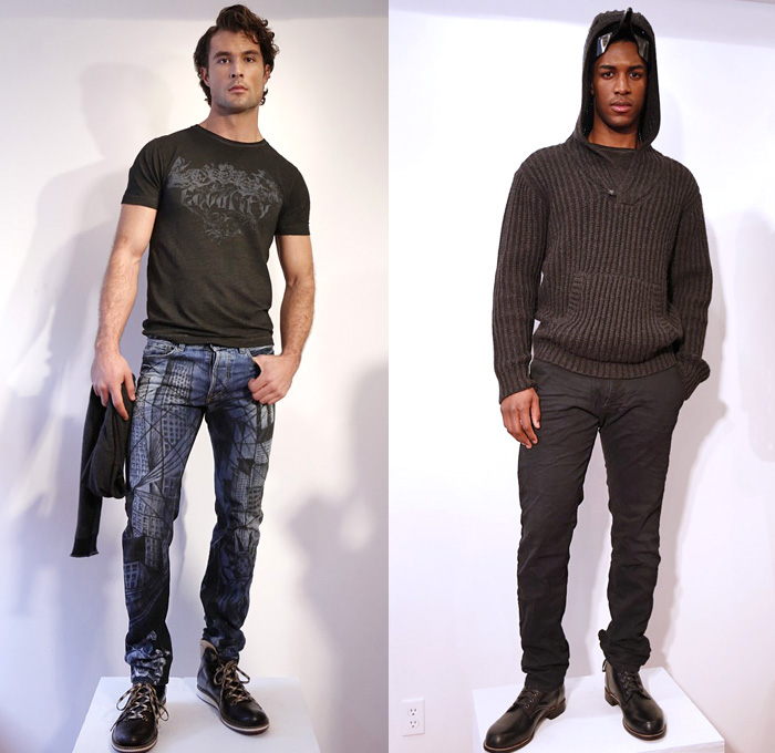 Gilded Age 2014-2015 Fall Autumn Winter Mens Lookbook Presentation - New York Fashion Week Catwalk - Denim Jeans Japanese Cityscape Print Knit Dark Wash Sweater Jumper Hoodie Outerwear Coat Bomber Jacket Peacoat Scarf Jogging Sweatpants Cardigan - Edgar Allan Poe Annuit Coeptis Collection