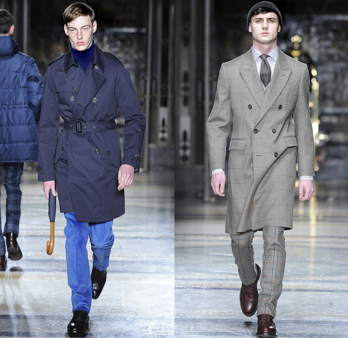 Hackett London 2014-2015 Fall Autumn Winter Mens Runway Looks Fashion - London Collections - Plaid Checks Pinstripes Bomber Jacket Cardigan Outerwear Trench Coat Overcoat Suit Blazer Duffel Bag Turtleneck Luggage Scarf V Neck Parka Puffer Puffy Down Jacket Double Breasted Traveler