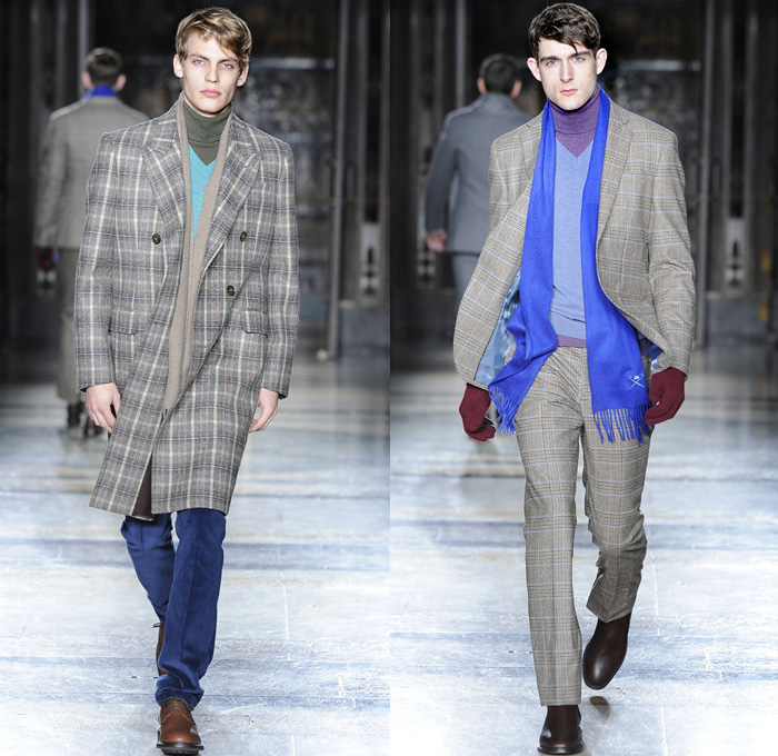 Hackett London 2014-2015 Fall Autumn Winter Mens Runway Looks Fashion - London Collections - Plaid Checks Pinstripes Bomber Jacket Cardigan Outerwear Trench Coat Overcoat Suit Blazer Duffel Bag Turtleneck Luggage Scarf V Neck Parka Puffer Puffy Down Jacket Double Breasted Traveler