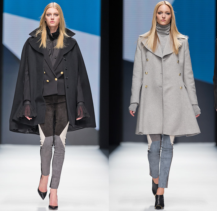 Hunkydory 2014-2015 Fall Autumn Winter Womens Runway Looks - Mercedes-Benz Fashion Week Stockholm Sweden Falla Host Vinter - Skinny Motorcycle Biker Panels Denim Jeans Outerwear Trench Pea Coat Turtleneck Sweater Jumper Chunky Knit Blazer Sheer Chiffon Ruffles Blouse Cardigan Crochet Pinstripe Furry Jumpsuit Playsuit Dress Zigzag