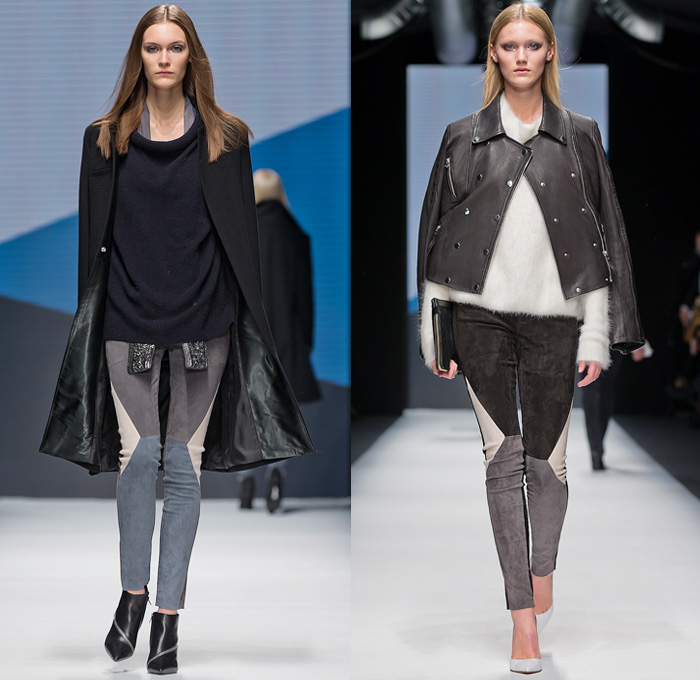 Hunkydory 2014-2015 Fall Autumn Winter Womens Runway Looks - Mercedes-Benz Fashion Week Stockholm Sweden Falla Host Vinter - Skinny Motorcycle Biker Panels Denim Jeans Outerwear Trench Pea Coat Turtleneck Sweater Jumper Chunky Knit Blazer Sheer Chiffon Ruffles Blouse Cardigan Crochet Pinstripe Furry Jumpsuit Playsuit Dress Zigzag