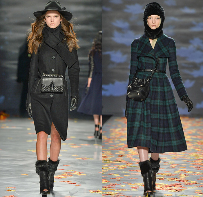 Mackage 2014-2015 Fall Autumn Winter Womens Runway Looks - World MasterCard Fashion Week Toronto Canada Catwalk Fashion Show - Motorcycle Biker Rider Knee Panel Waffle Quilted Headphones Outerwear Coat Parka Jacket Crop Top Midriff Gloves Hoodie Plaid Tartan Peplum Furry Jogging Sweatpants Hat Coatdress Trenchdress Dress Skirt Frock Bomber Jacket Camo Camouflage