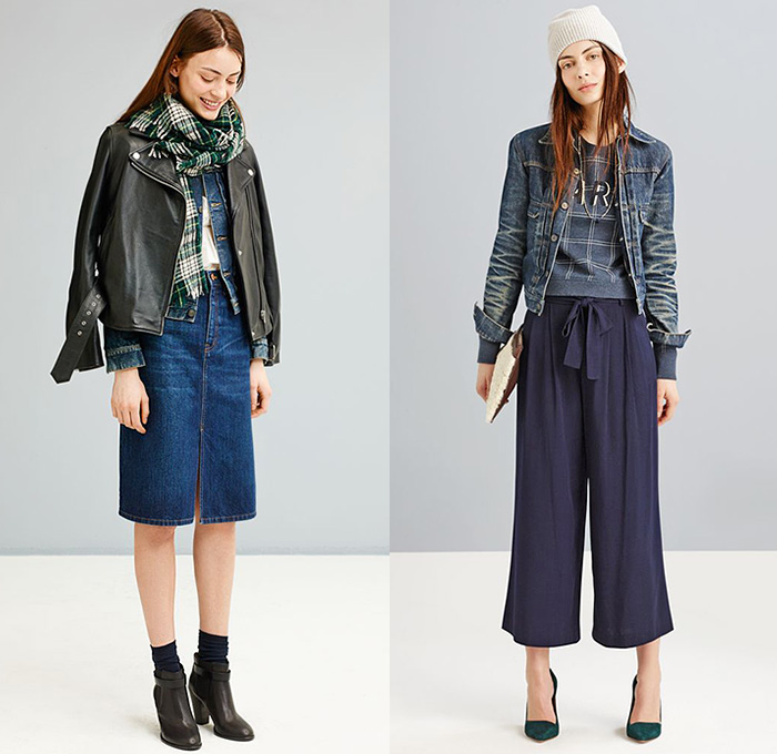 Madewell 2014-2015 Fall Autumn Winter Womens Lookbook Collection - Denim Jeans Thigh Panel Patchwork Frayed Retro Fade Skinny Skirt Plaid Motorcycle Biker Outerwear Jacket Leather Ankle Boots Culottes Gauchos Wide Leg Pants Trousers Palazzo Pants Quilted Down Jacket Down Coat Sweater Jumper Knit Shearling Onesie Jumpsuit Boiler Suit Coveralls Jogging Sweatpants Handkerchief Hem Frock Windowpane Check