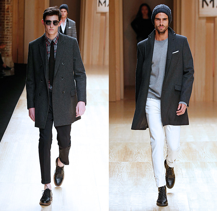 Mango 2014-2015 Fall Autumn Winter Mens Runway Looks - 080 Barcelona Fashion Catalonia Catalan Spain - Outerwear Nautical Hoodie Multi Panel Trench Coat Duffel Bag Slacks Trousers Pants Knit Sweater Jumper Plaid Necktie Jeans Windowpane Check Beanie Knit Cap Turtleneck Blazer Bomber Sportcoat Motorcycle Biker Rider Suit Tuxedo Cocktail Smoking Jacket Bowtie