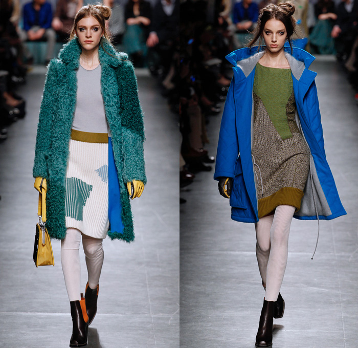 Missoni 2014-2015 Fall Autumn Winter Womens Runway Looks - Milano Moda Donna Milan Fashion Week - Camera Nazionale della Moda Italiana - Knit Wool Cargo Pockets Outerwear Coat Embellishments Zigzag Puzzle Color Block Mosaic Fanny Pack Bomber Jacket Hoodie Jogging Sweatpants Leggings Furry Parka Vest Waistcoat High Slit Pinafore Dress Weave