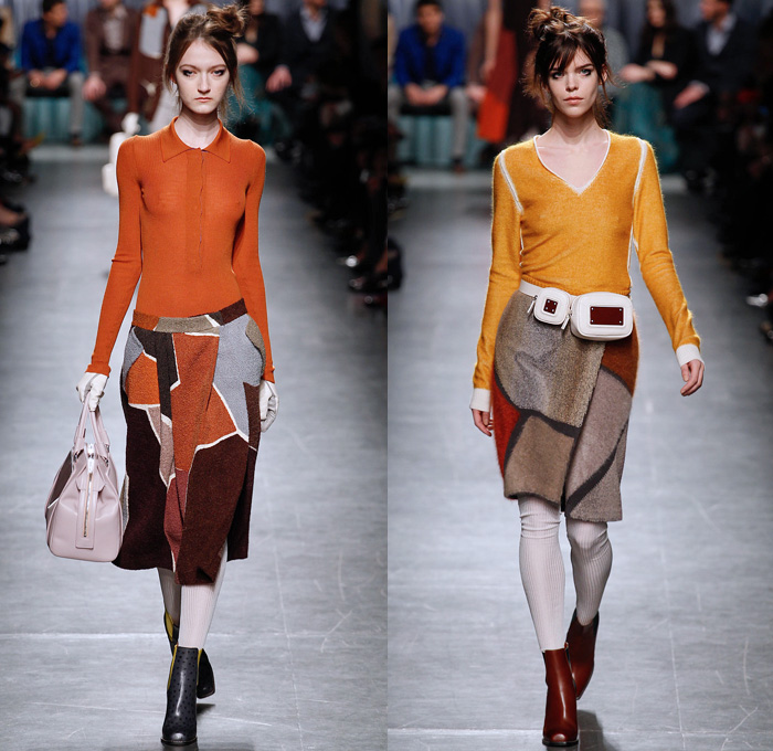 Missoni 2014-2015 Fall Autumn Winter Womens Runway Looks - Milano Moda Donna Milan Fashion Week - Camera Nazionale della Moda Italiana - Knit Wool Cargo Pockets Outerwear Coat Embellishments Zigzag Puzzle Color Block Mosaic Fanny Pack Bomber Jacket Hoodie Jogging Sweatpants Leggings Furry Parka Vest Waistcoat High Slit Pinafore Dress Weave