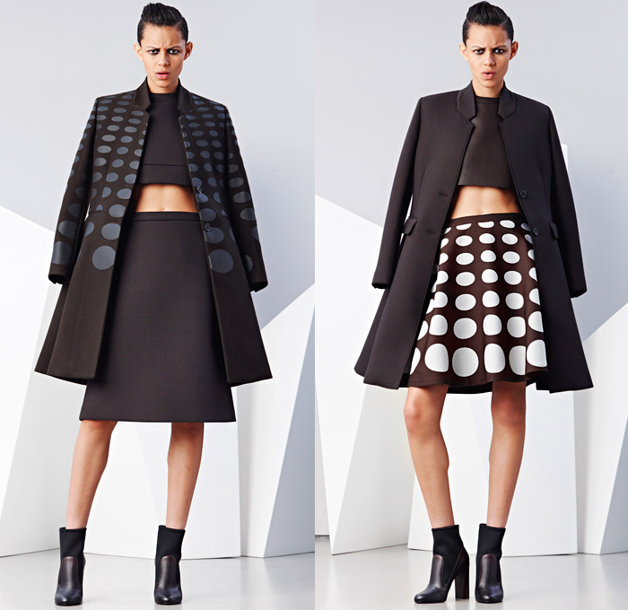 Neil Barrett 2014-2015 Fall Autumn Winter Womens Lookbook Presentation - Paris Fashion Week Prêt à Porter Défilés - Flash Lightning Bolt Outerwear Coat Bomber Jacket Waffle Quilted Skirt Frock Leather Crop Top Midriff Hoodie Ruffles Dots Puffer Down Jacket Handkerchief Hem Ombre Motorcycle Biker Sweatpants Spaghetti Noodle Strap Sweaterdress