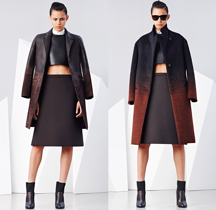 Neil Barrett 2014-2015 Fall Autumn Winter Womens Lookbook Presentation - Paris Fashion Week Prêt à Porter Défilés - Flash Lightning Bolt Outerwear Coat Bomber Jacket Waffle Quilted Skirt Frock Leather Crop Top Midriff Hoodie Ruffles Dots Puffer Down Jacket Handkerchief Hem Ombre Motorcycle Biker Sweatpants Spaghetti Noodle Strap Sweaterdress