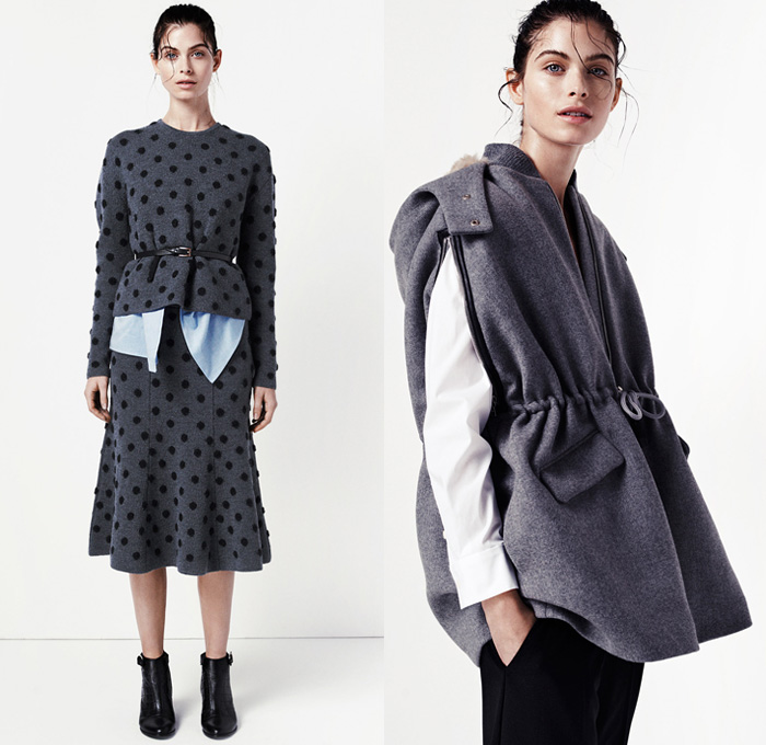 Thakoon Addition 2014 Fall Womens Lookbook Presentation - Autumn Collection Looks - Jogging Sweatpants Dress Knit Sweater Plaid Windowpane Checks Flowers Florals Outerwear Coat Asymmetrical Angled Robe Wrap Bomber Jacket Polka Dots Pantsuit Strapless Jumpsuit Playsuit Shorts Over Pants Sheer Chiffon Panel Nautical Crop Top Midriff