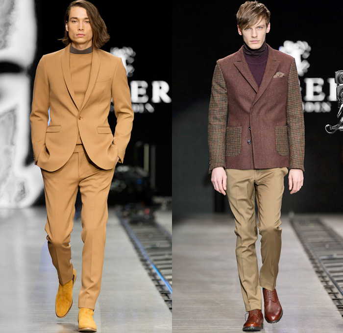 Tiger of Sweden 2014-2015 Fall Autumn Winter Mens Runway Looks Fashion - Mercedes-Benz Fashion Week Stockholm Sweden Falla Host Vinter - Skinny Biker Leather Pants Jeans Trousers Bomber Jacket Checks Plaid Zipper Knit Cap Beanie Suit Blazer Motorcycle Biker Rider Sweater Jumper Outerwear Trench Coat Overcoat Topcoat Hidden Buttons