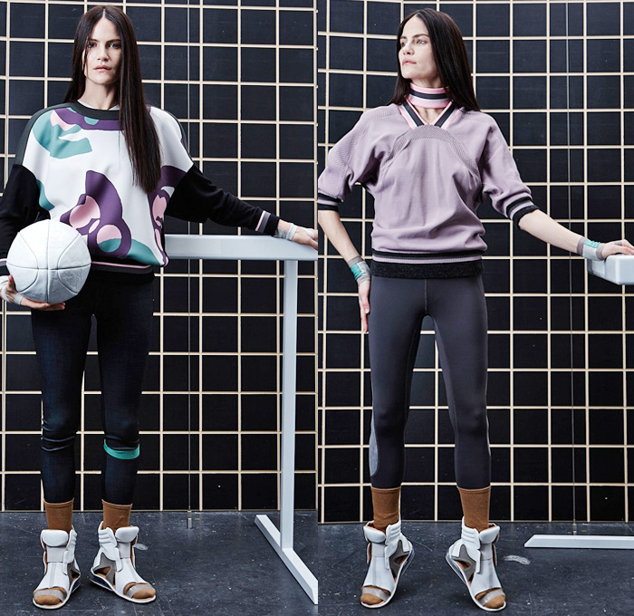 VPL by Victoria Bartlett 2014 Fall Autumn Winter Womens Lookbook Presentation - Visible Panty Line Autumn Collection Looks - Ultraviolet Denim Jeans Leggings Activewear Sporty Gym Athletic Sweater Jumper Fitness Jacket Shirtdress Tanktop Abstract Print Tunic Poncho